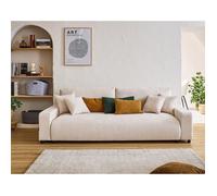 Pivoine - canapé droit 3 places - convertible avec coffre - en velours texturé - Beige Beige