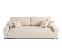 Pivoine - canapé droit 3 places - convertible avec coffre - en velours texturé - Beige Beige