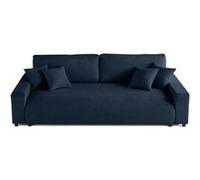 Pivoine - canapé droit 3 places - convertible avec coffre - en velours texturé - Bleu Bleu