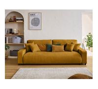 Lisa Design - Canapé Convertible avec Coffre Pivoine en Velours - Canapé Lit - Sofa Jaune 3 Places - Salon