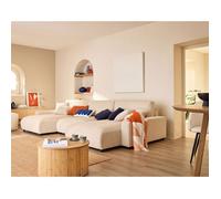 Pivoine - canapé panoramique en U - 7 places - convertible avec coffre - en velours côtelé - Beige