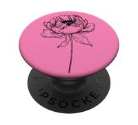 Pivoine Fleur Nature Jardin Simple Croquis Minimaliste Graphique PopSockets PopGrip Adhésif