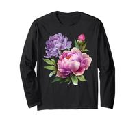 Pivoine Fleurs Aquarelle Lavande Pourpre Pivoine Rose Pivoine Manche Longue