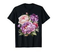 Pivoine Fleurs Aquarelle Lavande Pourpre Pivoine Rose Pivoine T-Shirt