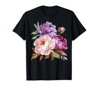 Pivoine Fleurs Aquarelle Lavande Pourpre Pivoine Rose Pivoine T-Shirt