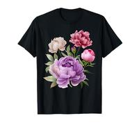 Pivoine Fleurs Aquarelle Lavande Pourpre Pivoine Rose Pivoine T-Shirt