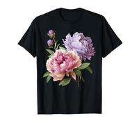 Pivoine Fleurs Aquarelle Lavande Pourpre Pivoine Rose Pivoine T-Shirt