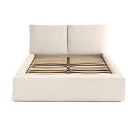 Pivoine - lit coffre - 140x190 - en velours côtelé - sommier inclus - Beige Beige