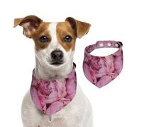 Pivoine Rose,Bandanas pour Chien, écharpe en Coton, Bavoirs réglables pour Animaux de Compagnie,L