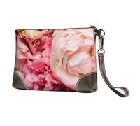 Pivoine,Sacs à Main en Cuir PU pour Femmes, Pochette à Fermeture éclair, Portefeuille, Sac à Main avec dragonne