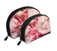 Pivoine, Trousse de Maquillage Coquille Femme Petit Porte-Monnaie Trousse de Toilette Trousse à cosmétiques 2 pièces