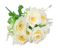 Pivoines artificielles vibrantes à 7 têtes pour décoration de la maison - Fleurs en soie pour toutes les occasions - Facile à dépoussiérer et à entretenir (blanc)