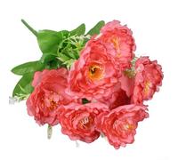 Pivoines artificielles vibrantes à 7 têtes pour décoration de la maison - Fleurs en soie pour toutes les occasions - Facile à dépoussiérer et à entretenir - Rose foncé
