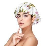 Pivoines rose paille,Bonnet de nuit en satin pour adulte - Bonnet de nuit élastique pour femme, couvre-cheveux de nuit