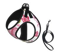 Pivoines Rose Paille,Harnais pour Animaux de Compagnie, Harnais réfléchissant réglable pour Chien,M