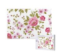 Pivoines Rose Paille,Puzzle Familial en Bois de 1 000 pièces pour Adultes et Adolescents, décoration d'intérieur