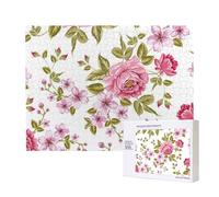 Pivoines Rose Paille,Puzzle Familial en Bois de 500 pièces pour Adultes et Adolescents, décoration d'intérieur