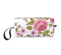 Pivoines Rose Paille, Trousse de Maquillage Trousse à cosmétiques Trousse de Toilette de Voyage Portable Pochette de Maquillage