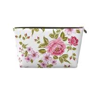 Pivoines Rose Paille, Trousse de Maquillage Trousse à cosmétiques Trousse de Toilette de Voyage Portable Pochette de Toilette