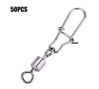 Pivot De Pêche 50 PCS 2# 4# 5# 6# 8# en Acier Inoxydable Emerillons Connecteur/Agrafes de Pêche Roulants avec Quick Lock-Ouvert pour La Pêche en Plein Air(4#)