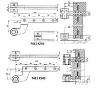 Pivot du haut 7411 K/46 complet en acier zingué pour porte à recouvrement simple action - DORMA - 45300017