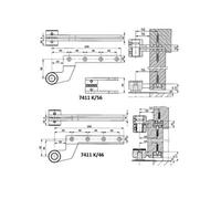 Pivot du haut 7411 K46 complet en acier zingué pour porte à recouvrement simple action