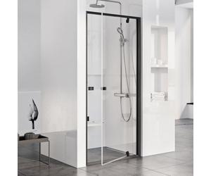 Pivot PDOP1 Porte de douche 90 x 190cm en verre transparent hydrofuge, finition noire (03G70300Z1)