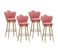 pivotants à Velvets avec Dos, Jambes en métal doré Repose-Pieds tabourets Bar pour comptoirs Ensemble de Rose (Hauteur 4pcs 65 cm)