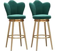 pivotants, Ensemble tabourets Petit-déjeuner rembourrés Velours avec des Jambes en métal doré Un Repose-Pied, Hautes chaises de Bar pour la Cuisine, l'île, Le pub (Vert, 65 cm)