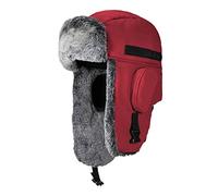 PivotWing Hiver Chapeau Homme Femme, Chapeau de Trappeur d'aviateur Russe avec Fausse Fourrure Oreille Rabat Trappeur Bomber Casquettes Bonnets Chaud Hiver Chapeaux Chapka Rouge