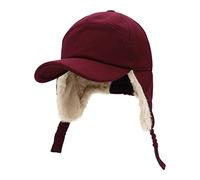 PivotWing Hiver Chapeau Laine Homme Femme, Chapeau de Trappeur aviateur Russe avec Fausse Fourrure Oreille Rabat Trappeur Bomber Casquettes Bonnets Chaud Hiver Chapeaux Chapka Bourgogne