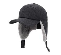 PivotWing Hiver Chapeau Laine Homme Femme, Chapeau de Trappeur aviateur Russe avec Fausse Fourrure Oreille Rabat Trappeur Bomber Casquettes Bonnets Chaud Hiver Chapeaux Chapka Gris Foncé