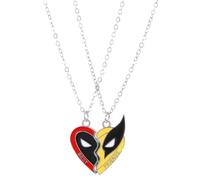 Pivza Deadpool & Wolvers Ensemble collier et bracelet d'amitié pour 2 personnes, motif super-héros assortis, Medium, Acier inoxydable Verre, Pas de gemme