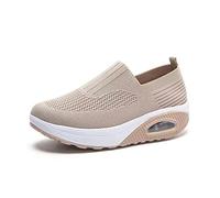 PIWINE Chaussures orthopédiques pour Femmes, Chaussures de Sport de Couleur Unie, Chaussures à Coussin d'air, Chaussures de Marche décontractées antidérapantes.(Beige,37)