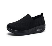 PIWINE Chaussures orthopédiques pour Femmes, Chaussures de Sport de Couleur Unie, Chaussures à Coussin d'air, Chaussures de Marche décontractées antidérapantes.(Noir,37)