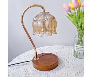 PIWINE Lampe Chauffe-Bougie, Lampe à Cire à Bougie à intensité Variable avec Ampoule, Lampe à Cire électrique pour Bougies parfumées, Compatible avec Les Petites et Grandes Bougies(A)