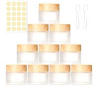 PIWOSGOL 10 Pcs Pots Cosmétique Vide en Verre, 30ML Pots Creme Vide, Conteneurs Cosmétiques Pot Échantillon, Contenant Échantillon Voyage avec Autocollants & Spatule, pour Crème Lotion Maquillage