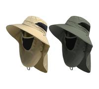 PIWOSGOL 2 Chapeau Anti UV Soleil Homme Femme, Chapeau Randonnée Ete Couvre Nuque, Chapeau Pêche Respirant et Pliable, Protection UV, Taille Réglable, Amovible