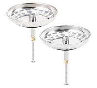 PIWOSGOL 2 Pièces Bouchon Evier Cuisine 79MM Filtre Evier Cuisine en Acier Inoxydable, Bouchon Lavabo Bouchon Evier Salle De Bain avec Goupille Réglable pour Evier Vidange Rapide