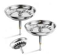 PIWOSGOL 2 Pièces Bouchon Evier Cuisine 79MM Filtre Evier Cuisine en Acier Inoxydable, Bouchon Lavabo Bouchon Evier Salle De Bain avec Goupille Réglable pour Evier Vidange Rapide