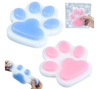 PIWOSGOL 2 Pièces Squishy Patte de Chat Patte de Chat Anti Stress en Silicone Doux, Taba Squishy Fufu Squishy Squishy Patte de Chat XXL pour Relaxation et Anxiété(Bleu+Rose)