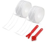 PIWOSGOL 2 Rouleaux Joint Salle de Bain, Ruban Auto-adhésif Transparent, Joint Baignoire Anti-moisissure Anti-fuite, Ruban D'Étanchéité, Bande de Calfeutrage pour Salle de Bain, Cuisine (320 * 3,8cm)