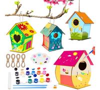 PIWOSGOL 4 Pièces Maison D'Oiseau Activite Manuelle Bricolage, Kit Maison d'Oiseau Enfants, Kit Maison d'Oiseau en Bois, Loisir Creatif Cadeaux pour Garçons Filles