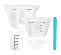 PIWOSGOL 5 Pièces Tasse à Mesurer en Silicone, 500 ml&250 ml&100 ml&10ml Verre Doseur Silicone Resine Epoxy, Verre Doseur avec Graduation Transparente pour Cuisine Laboratoire