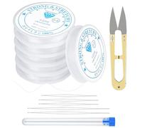 PIWOSGOL 6 Pcs Fil Élastique pour Bracelets, 0.4/0.5/0.6/0.7/0.8/1 mm Fil Elastique Transparent Resistant, Fil de Perles en Nylon Elastique Extensible pour Bracelet, Pearl, Bijoux, Artisanat, Collier