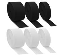 PIWOSGOL 6 Rouleaux Bandes Élastiques Couture 30M, Ruban Élastique Couture 20mm 30mm 40mm de Large, Bandes Elastique Plates Accessoires de Couture pour Bricolage Pantalon Jupe, Noir/Blanc