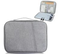 PIWOSGOL 9-11" Étui pour Tablette, Housse Tablette avec Poignée, Protection Compatible avec iPad Pro/Air 11", iPad A16 11".Gen 10,9", iPad Pro 11 M4, Galaxy Tab A9+/S9 FE, avec Compartiments, (Gris)