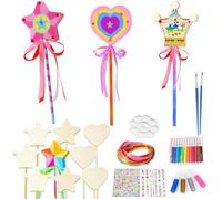PIWOSGOL Baguette Magique, Bricolage Baguette Bois pour Enfants Loisirs Créatifs Décoration Éducatif Activites Manuelles Baguette de Fée pour Cadeau Anniversaire en Jouet Fête Party Filles 6-12 Ans