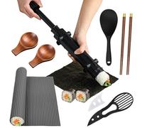 PIWOSGOL Ensemble de Fabrication de Sushis, 8 pièces Machine à Rouleaux de Sushi pour Débutant, Kit Sushi Maki Maker Complet, Set de Sushi, Accessoires pour Fabrication de Sushis et Cuisine Asiatique