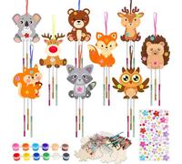 PIWOSGOL Kits Bricolage Animal Enfants, 9 Pcs Animal Carillon à Vent en Bois, Loisirs Créatifs pour Filles, DIY Animal Artisanat pour Activité Manuelles Enfants Cadeau Anniversaire 3-12 Ans